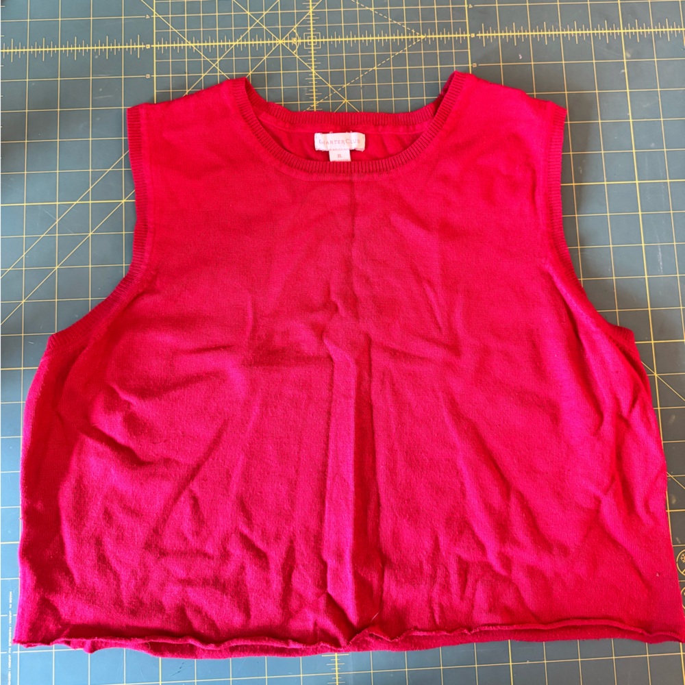 Charter Club Bold Red Knit Sweater Top 90s cute cropped cozy crew neck - Picture 4 of 6